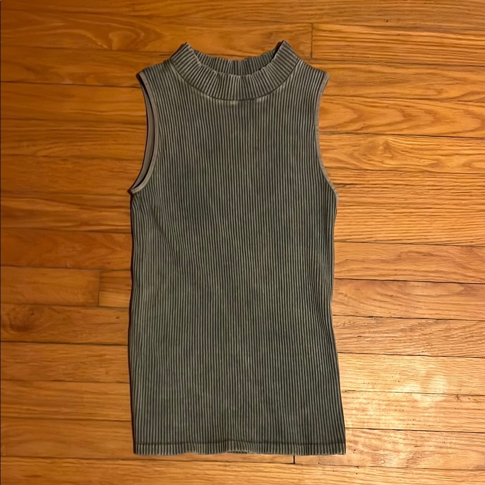 Free People Distressed Sleeveless Ribbed Top - Green